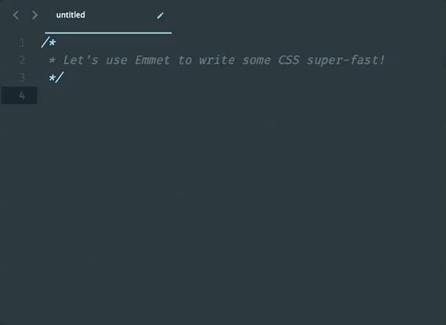 Animated GIF of Emmet CSS expansions
