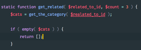 Code snippet in PHPStorm with the same error, but with the error underlined!