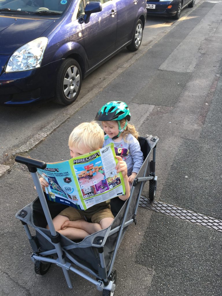 My two kids sat in the Kampa Trucker Trolley